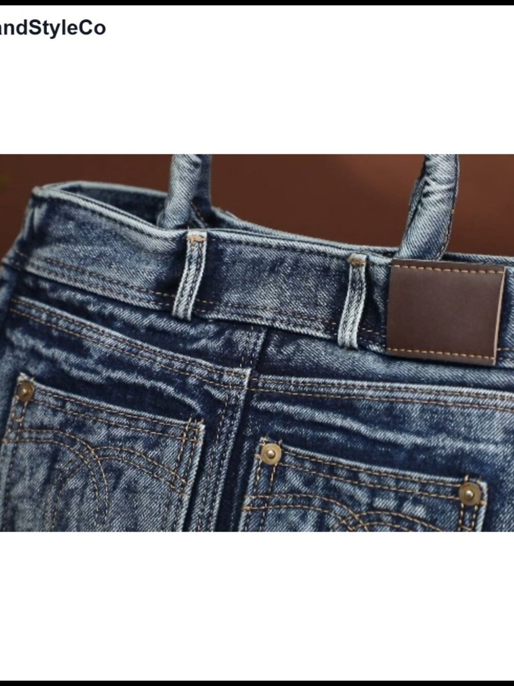Denim Satchel Crossbody Purse with Adjustable Side Buckles and 7 Pockets - Picture 6 of 6